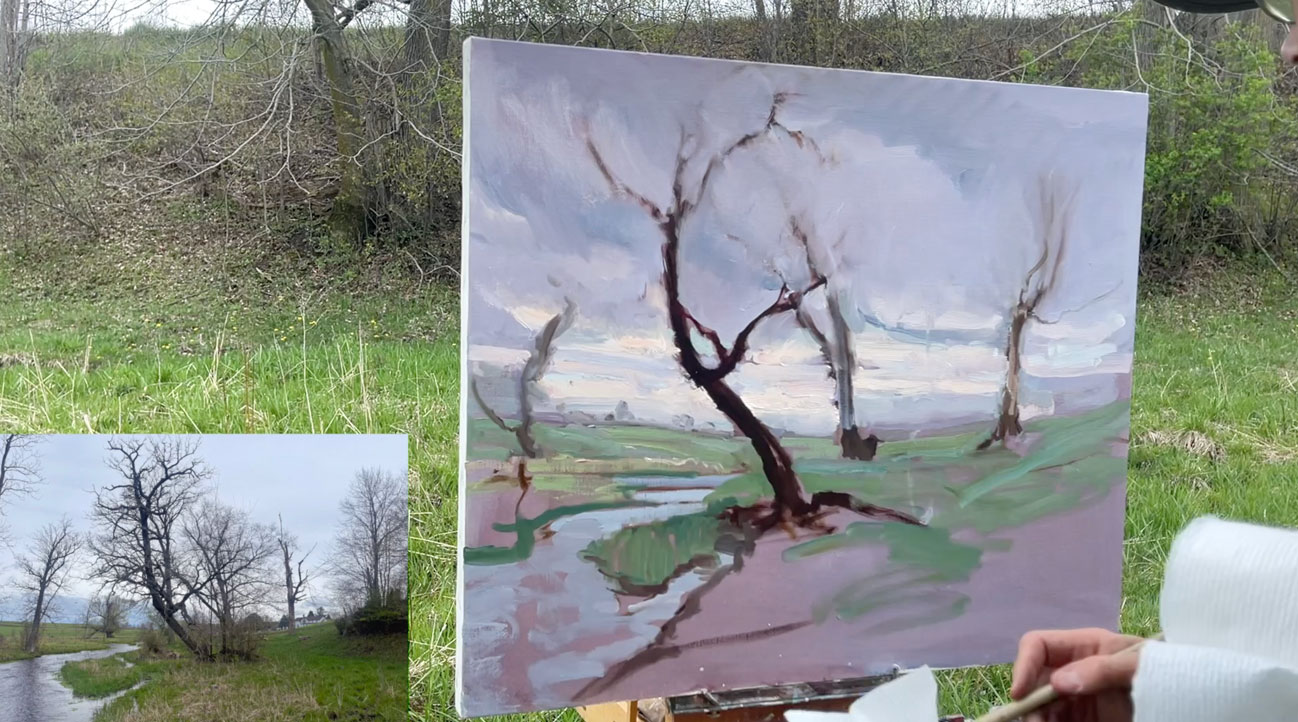 Plein air painting landscape demonstration