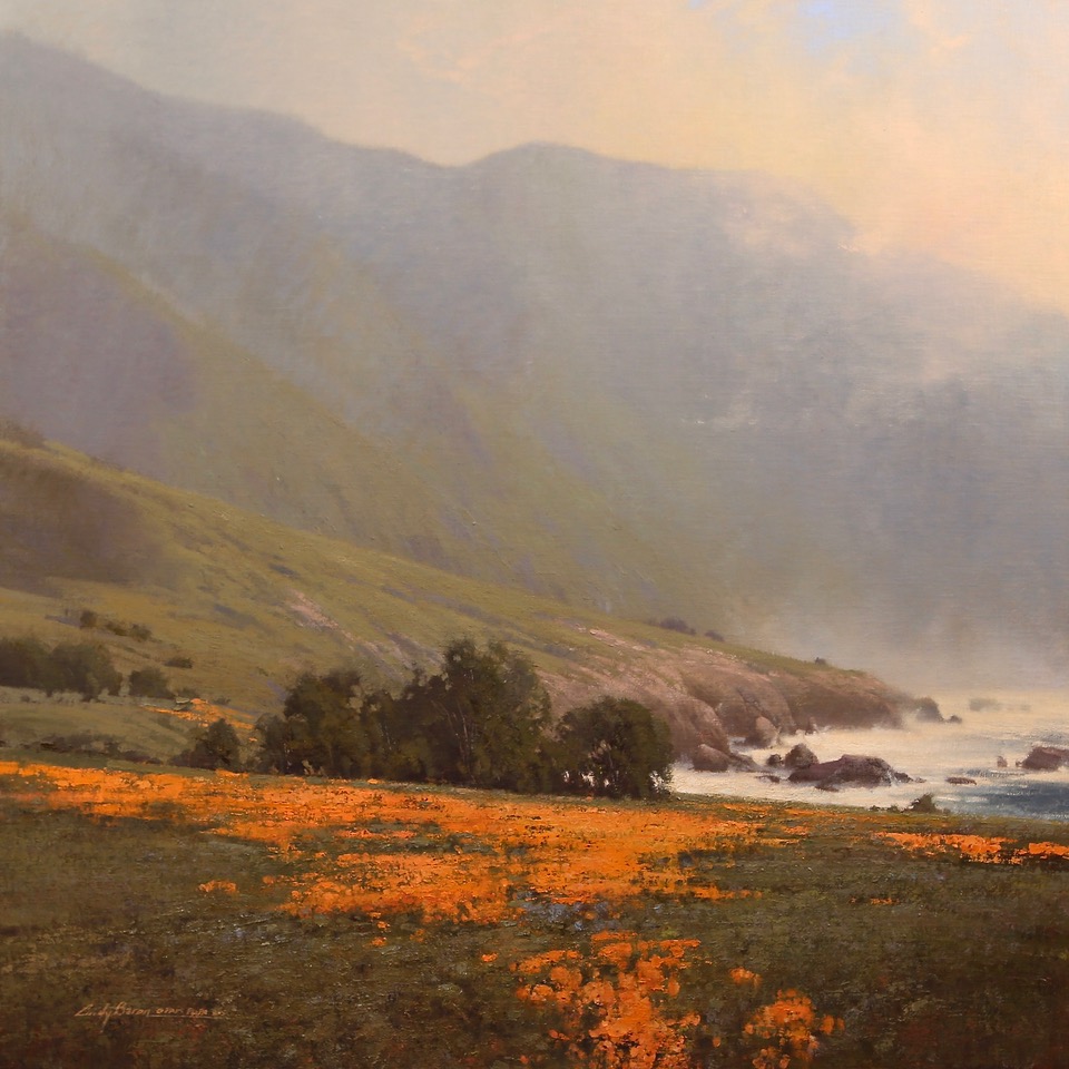 Cindy Baron, "Displaying All Its Beauty," 2025, oil, 30 x 30 in., studio from plein air study, private collection