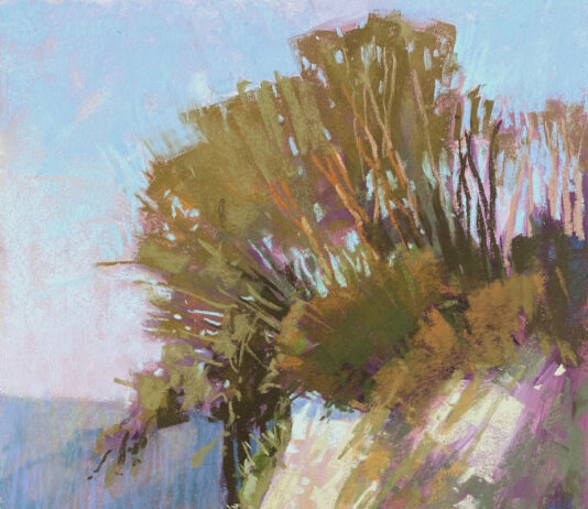 Behind the Pastel Layers of “Zattere Rainy Reflections” Liz Haywood-Sullivan, "Goleta Beach," pastel, 16 x 12 in.