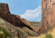 On View: PAPNM 18th Juried National Exhibition Plein Air Painters of New Mexico - Jane Frederick, "Diablo Canyon," oil on panel, 8" x 10"
