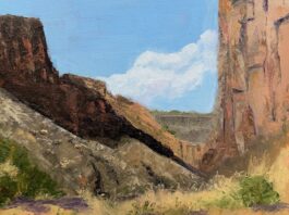 On View: PAPNM 18th Juried National Exhibition Plein Air Painters of New Mexico - Jane Frederick, "Diablo Canyon," oil on panel, 8" x 10"