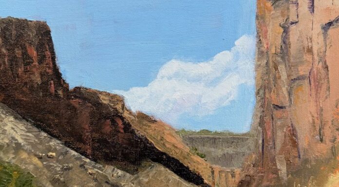 On View: PAPNM 18th Juried National Exhibition Plein Air Painters of New Mexico - Jane Frederick, "Diablo Canyon," oil on panel, 8" x 10"