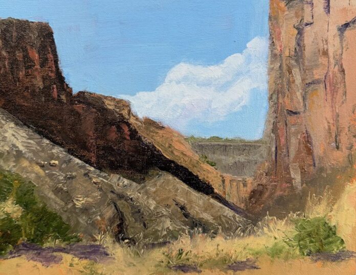 Jane Frederick, "Diablo Canyon," oil on panel, 8" x 10" Plein Air Painters of New Mexico - Jane Frederick, "Diablo Canyon," oil on panel, 8" x 10"