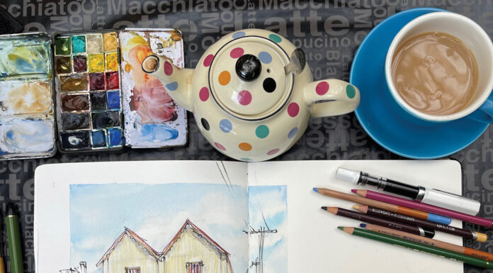 Create a Visual Narrative: An Urban Sketching Spotlight Liz Steel, "The Servant’s Quarters Tearoom, Morpeth, Australia," ink, watercolor and colored pencil, A4 portrait Moleskine watercolor sketchbook
