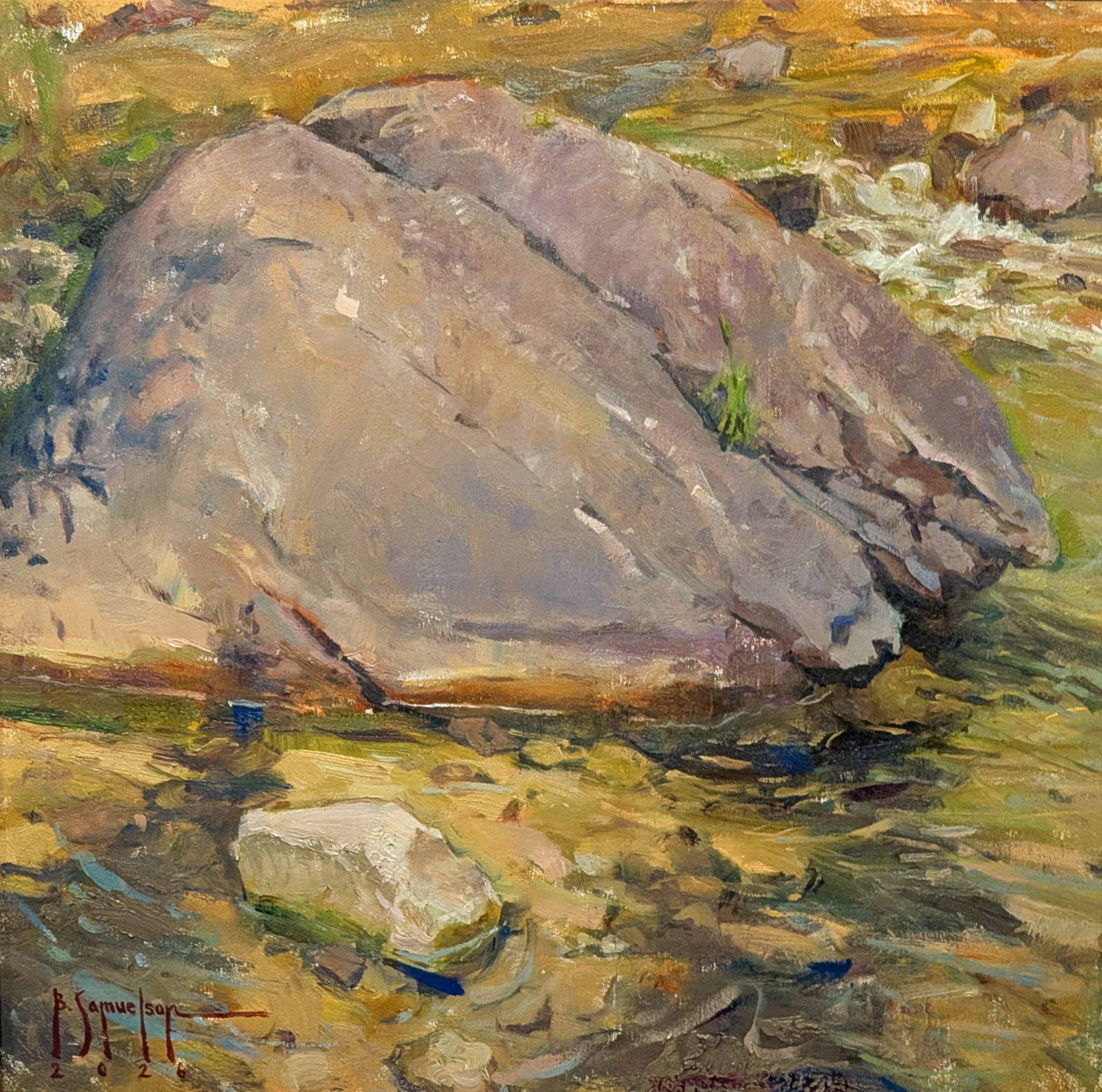 Bryce Samuelson, "Bliss Rock,"
16 x 16 in. unframed, oil