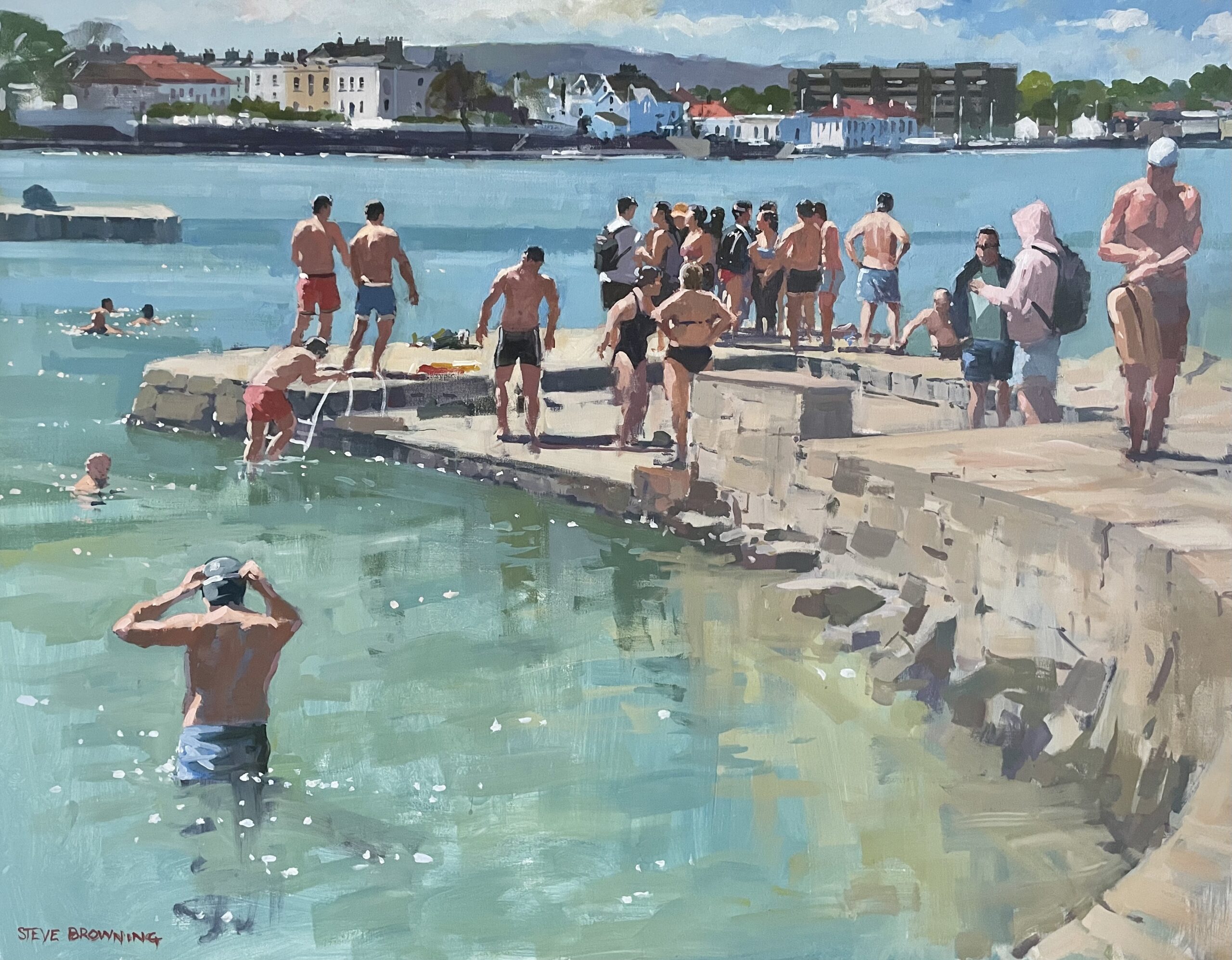 Steve Browning, “Sandycove,” 2024, acrylic on canvas, 28 x 26 in., plein air and studio, private collection