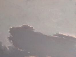 Capturing Atmosphere Over Detail Brian Sindler, "Clouds, Sister Bay," 2023, acrylic, 20 x 20 in., Private collection, Plein air