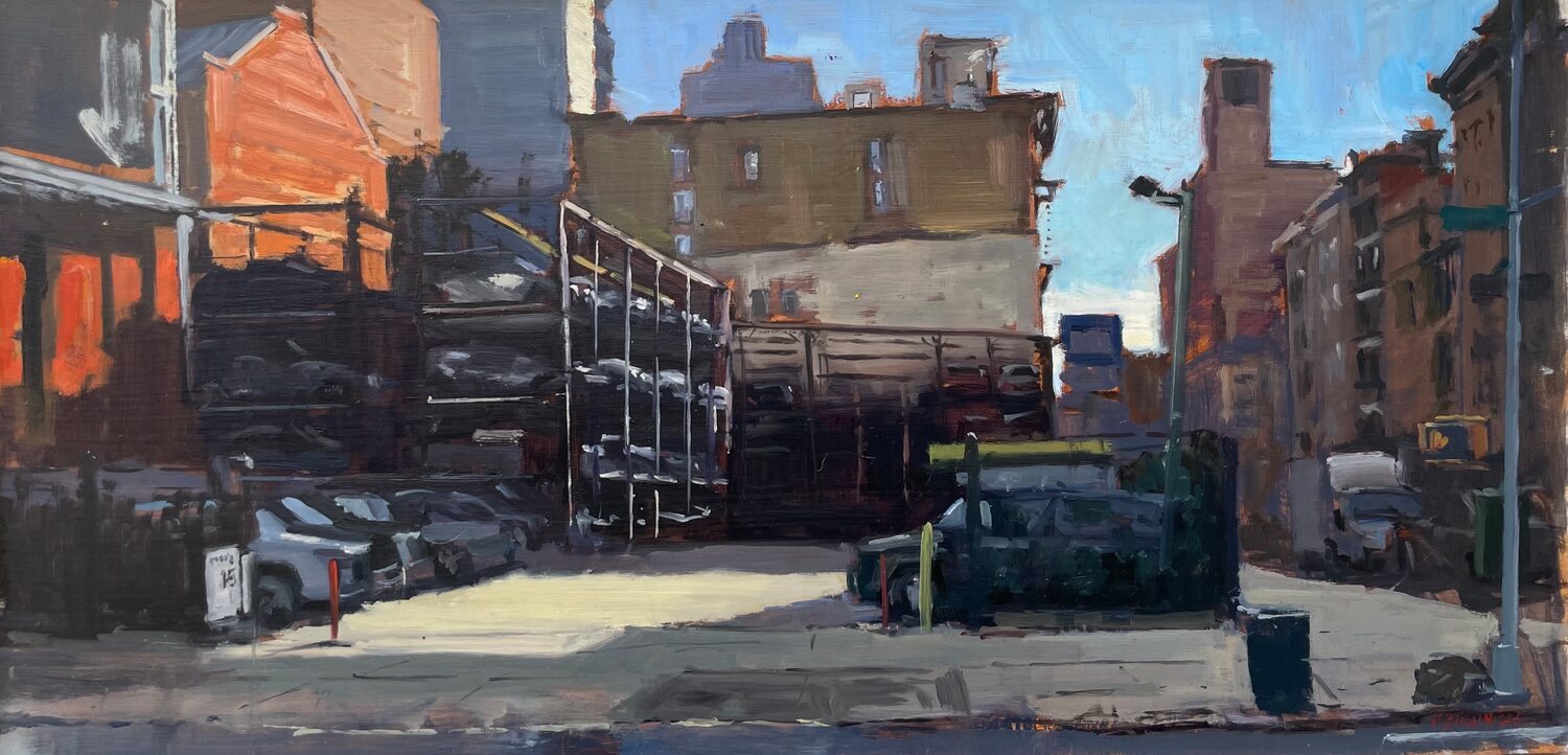 Best Plein Air Oil: Pete Sinjin, “Parking Lot, NYC,” oil, 12 x 24 in.