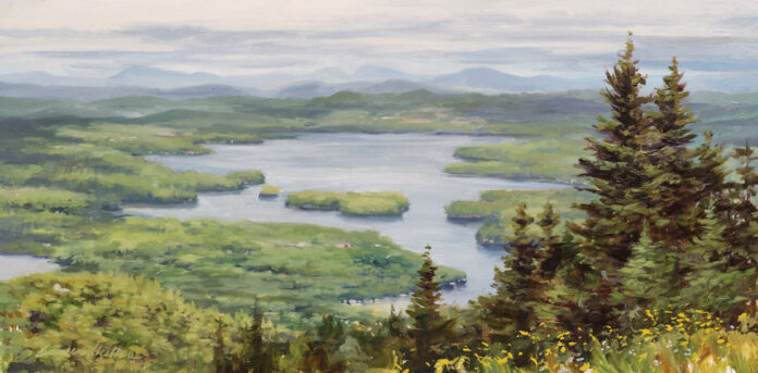 Liane Whittum, "Sunapee Study #2," 2022, oil, 8 x 16 in., private collection, plein air Liane Whittum, "Sunapee Study #2," 2022, oil, 8 x 16 in., private collection, plein air painting