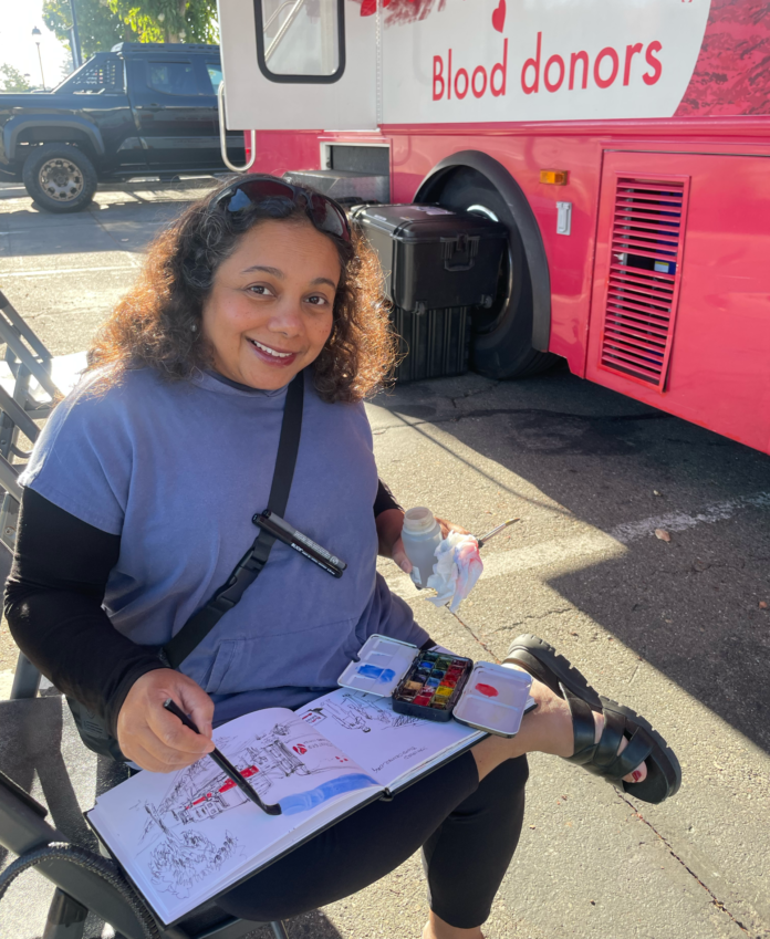 Suma CM - urban sketching at a local blood drive
