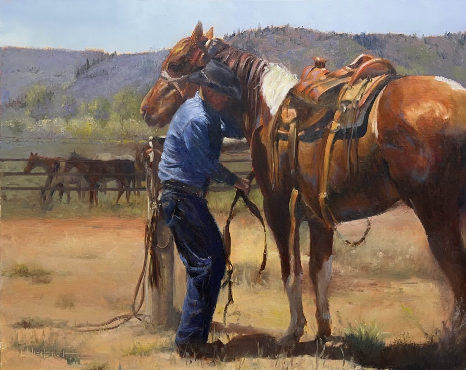 Salon Art Prize - Third Place Overall: Leah Wiedemer, “Cowboy Life,” oil, 20 x 24 in.