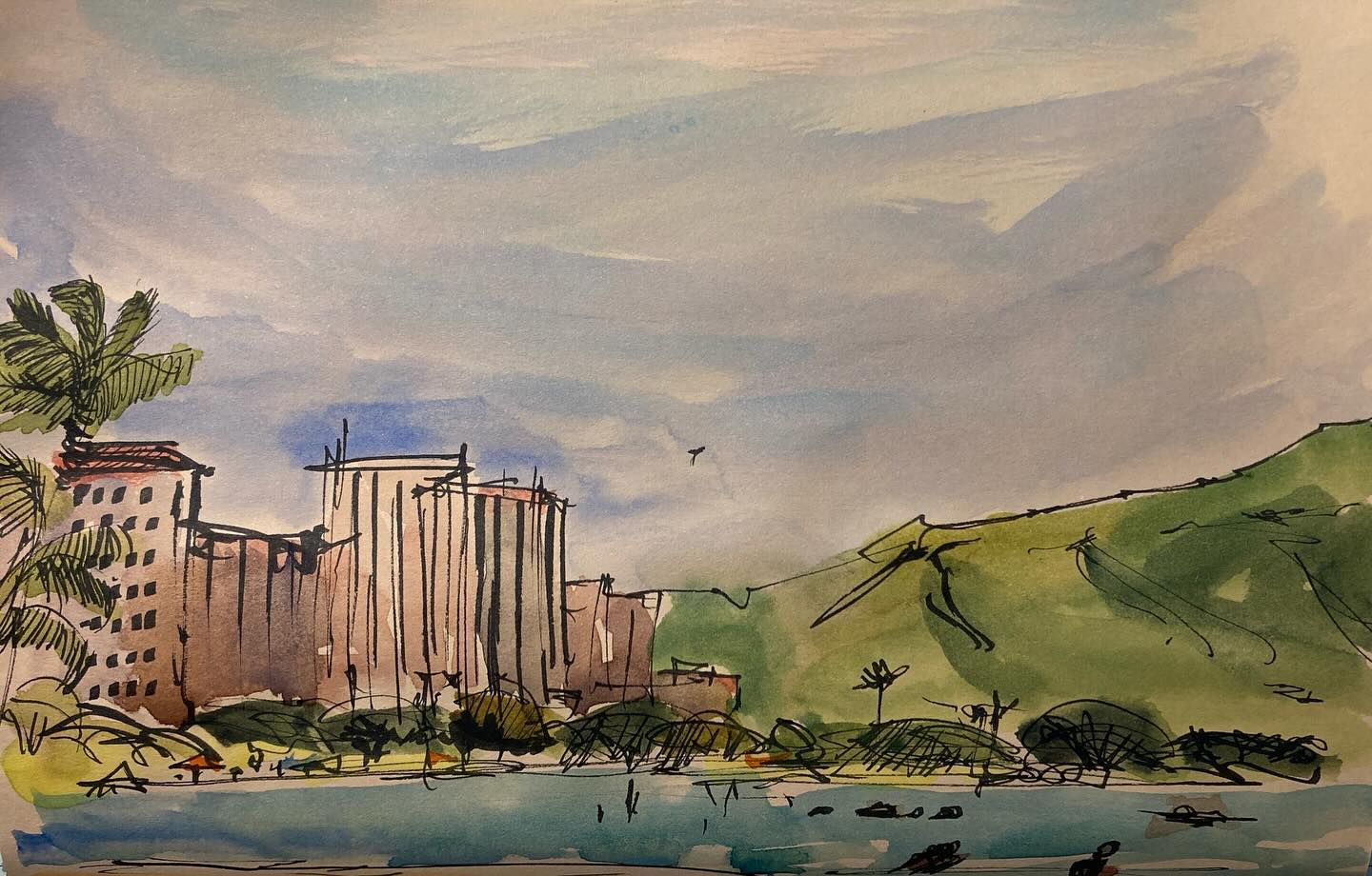 A quick sketch in Waikiki, Honolulu, HI, capturing the essential gesture of the scene