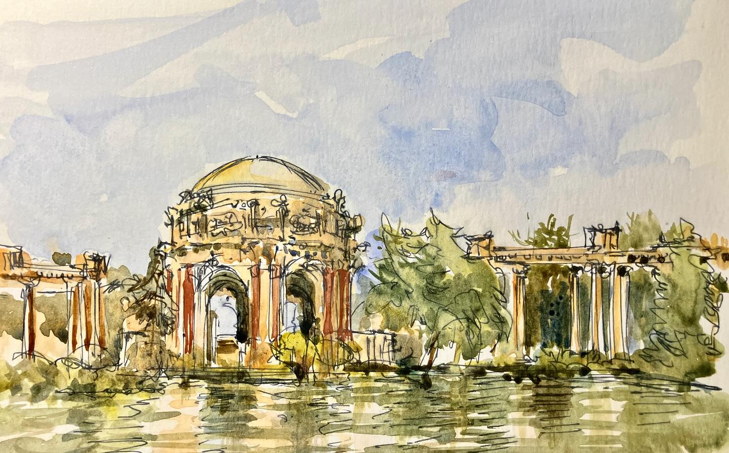 A more leisurely sketch at the Palace of Fine Arts, San Francisco, CA