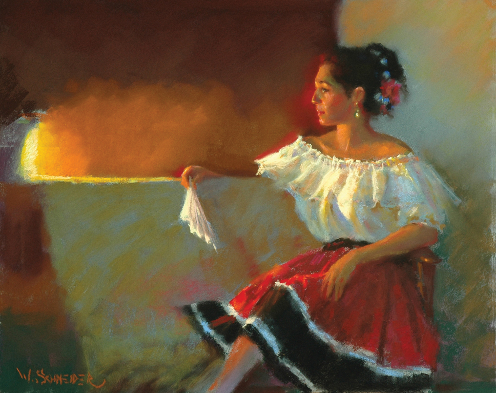 Painting with pastels - William Schneider, "After the Fiesta" (pastel, 16 x 20 in.)