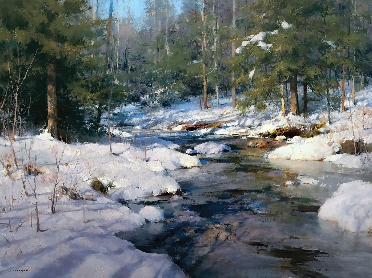 Mark Boedges, "Winter Sunshine," oil, 18 x 24 in.