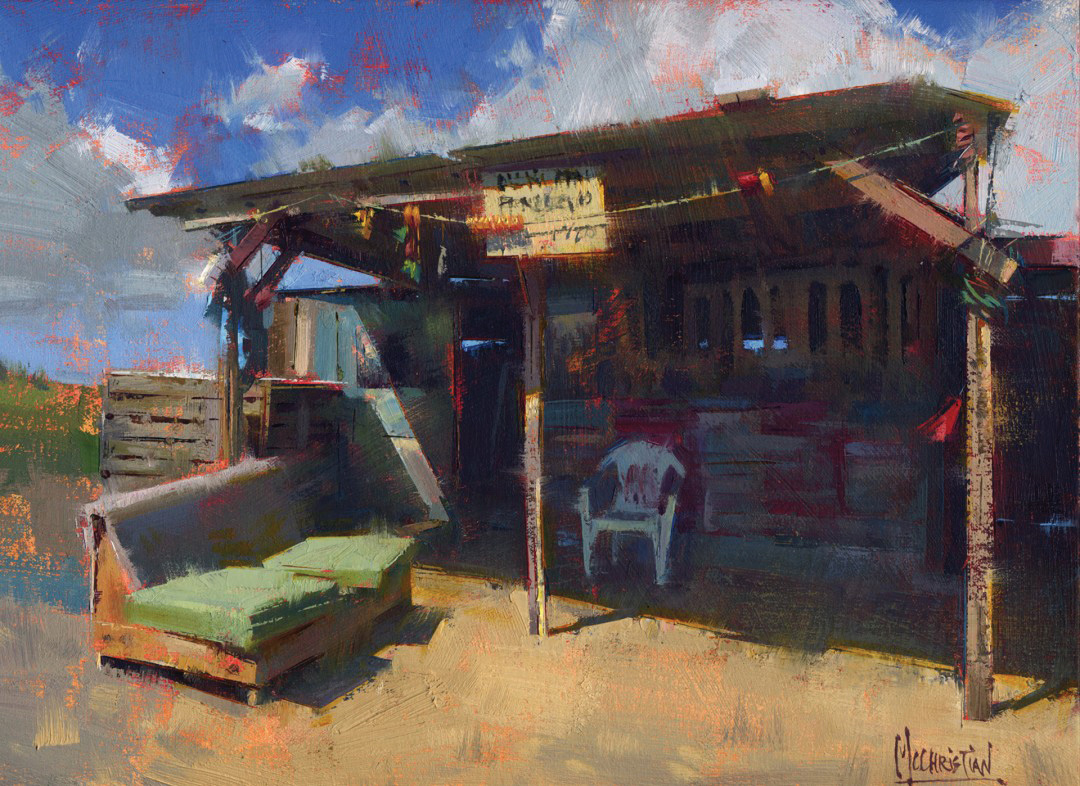 Jennifer McChristian, "Shady Shanty Shed," oil, 9 x 12 in.
