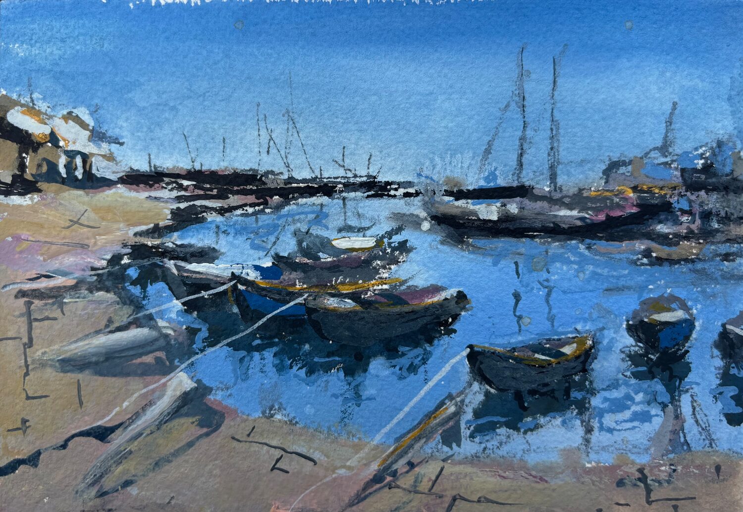 Best Plein Air Acrylic & Gouache: Terry Peca, “Porto Italia,” gouache, 4 x 6 in.