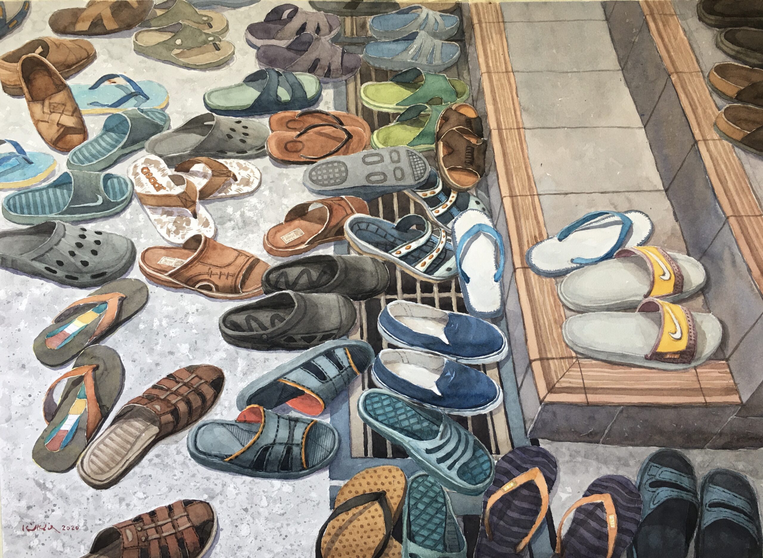 Ismail Kadir, "Characters," 2020, watercolor, 21 x 29 in., Available from artist, Studio