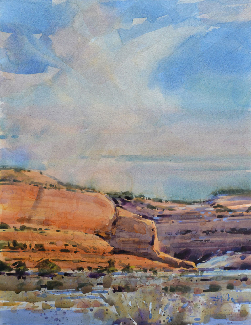 Spike Ress, "Canyon Winter," watercolor, 18 x 14 in.