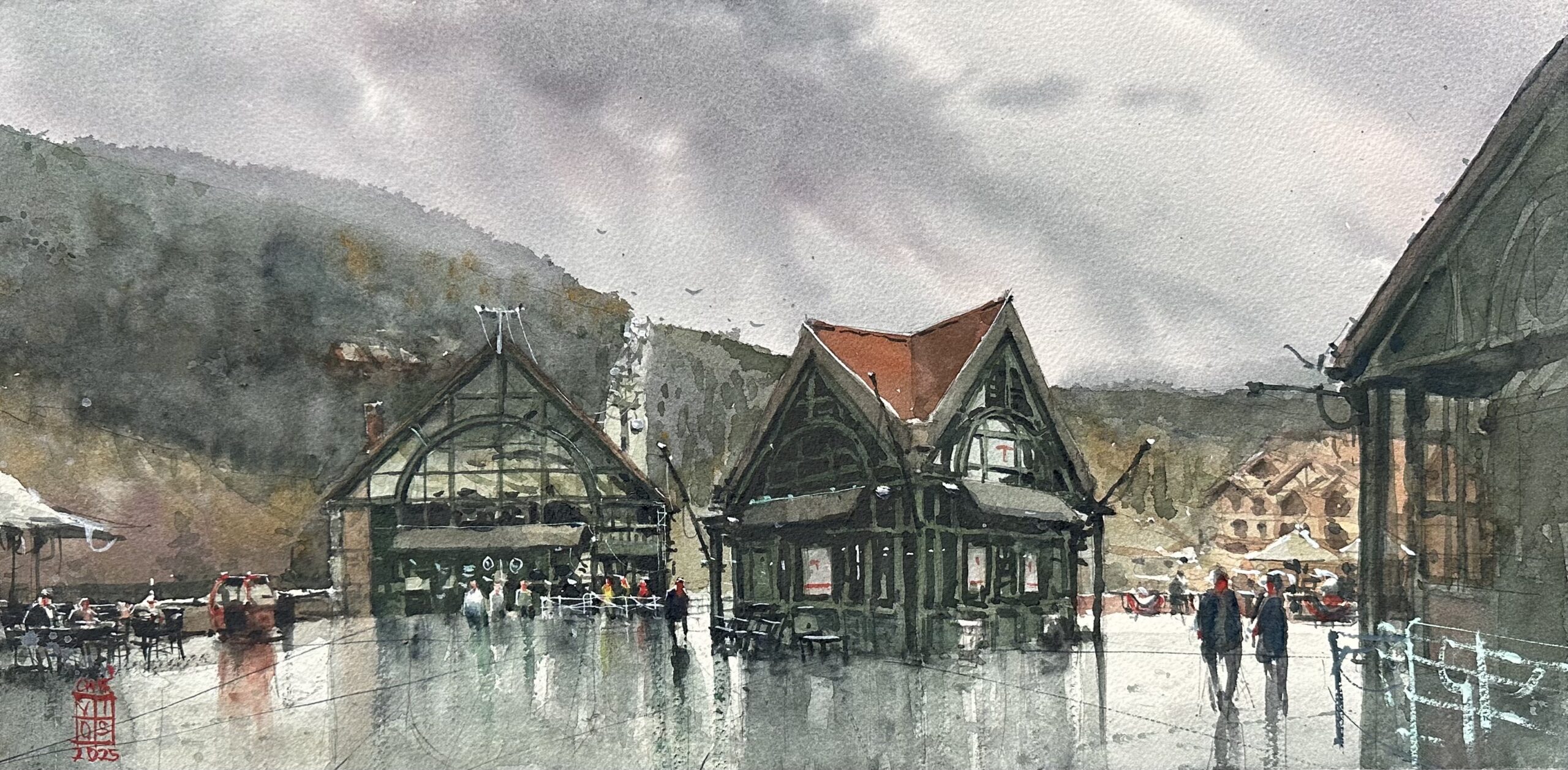 Richie Vios, "After the Telluride Rain," 2025, watercolor, 12 x 24 in., Private collection, Plein air
