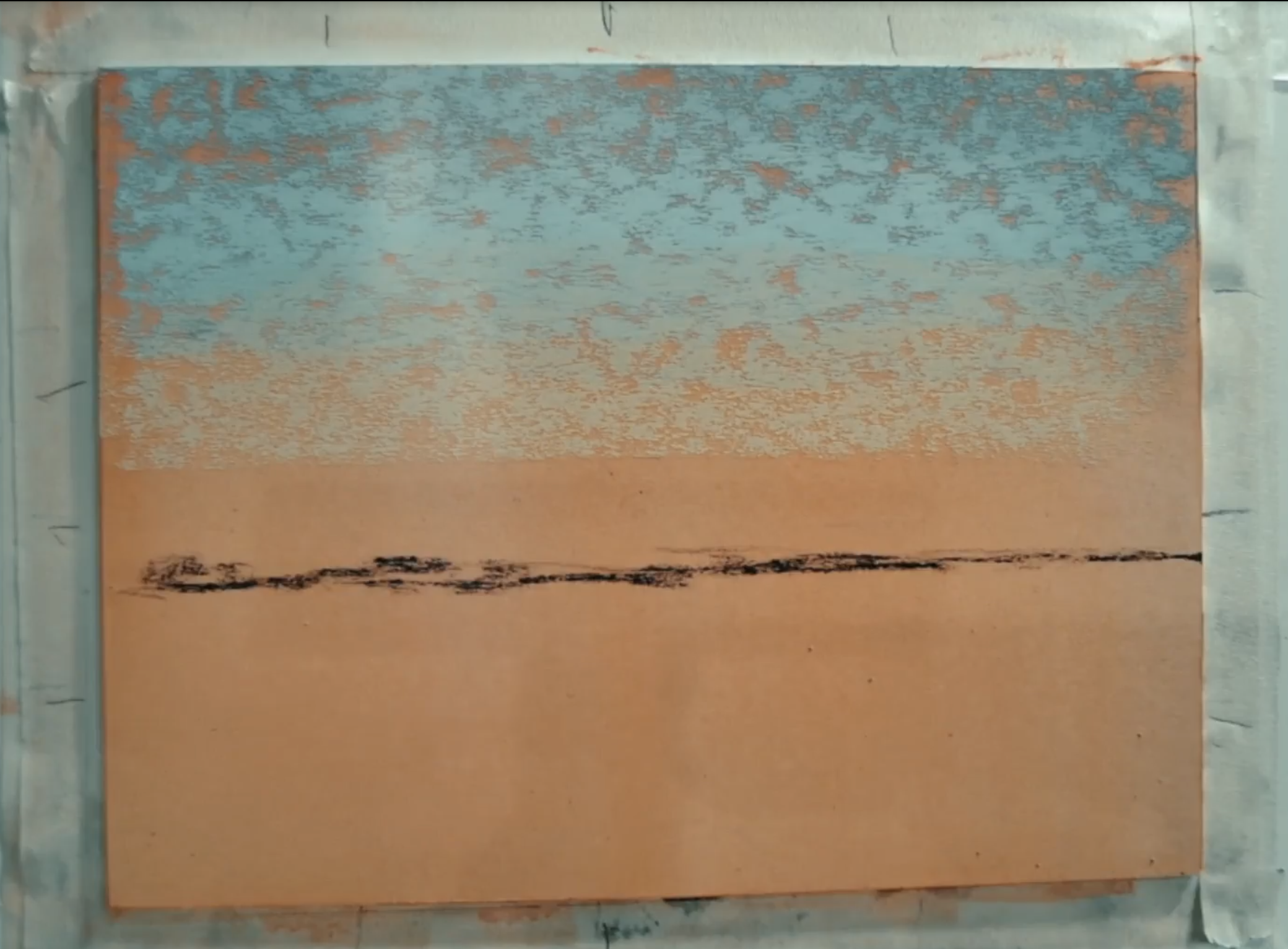 Step 1 - pastel painting demonstration by Eve Miller