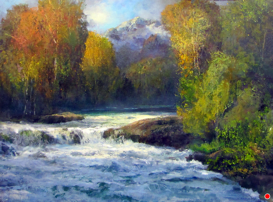 Gil Dellinger, "Along the Bitterroot River," oil on canvas, 30 x 40 in.