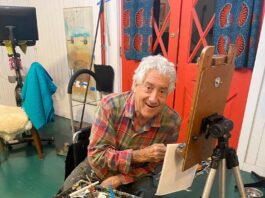 We Remember Gil Dellinger (1942-2026) Gil Dellinger artist obituary - at the easel - image courtesy of the Dellinger family