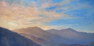 "Following The Fading Light" by Laura Wambsgans - plein air painting of the California desert