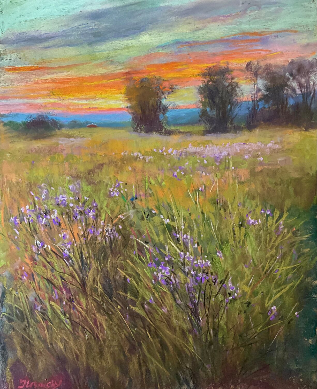 Best Plein Air Pastel: Julia Lesnichy, “Sunset Near Crozet,” pastel, 24 x 18 in.